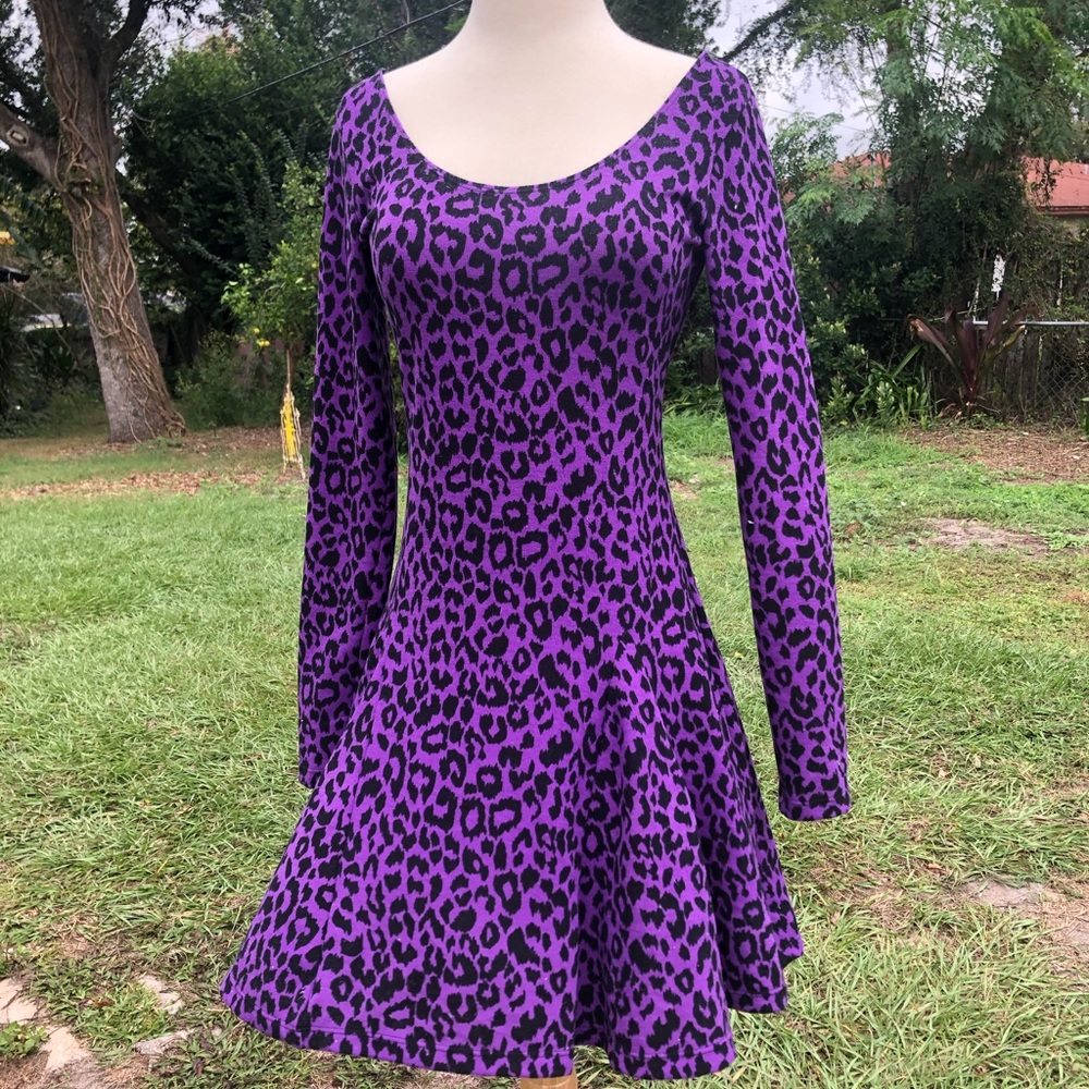 Betsey Johnson purple leopard print dress NWT